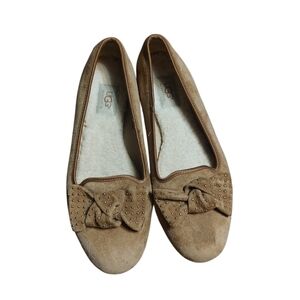 UGG Women's Tan Suede Slippers with Bow